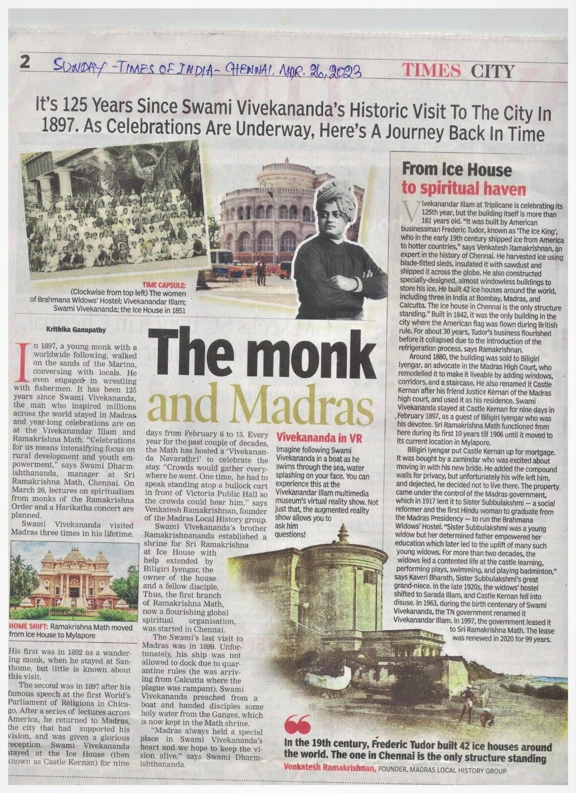 The Monk and Madras - The Times of India Report